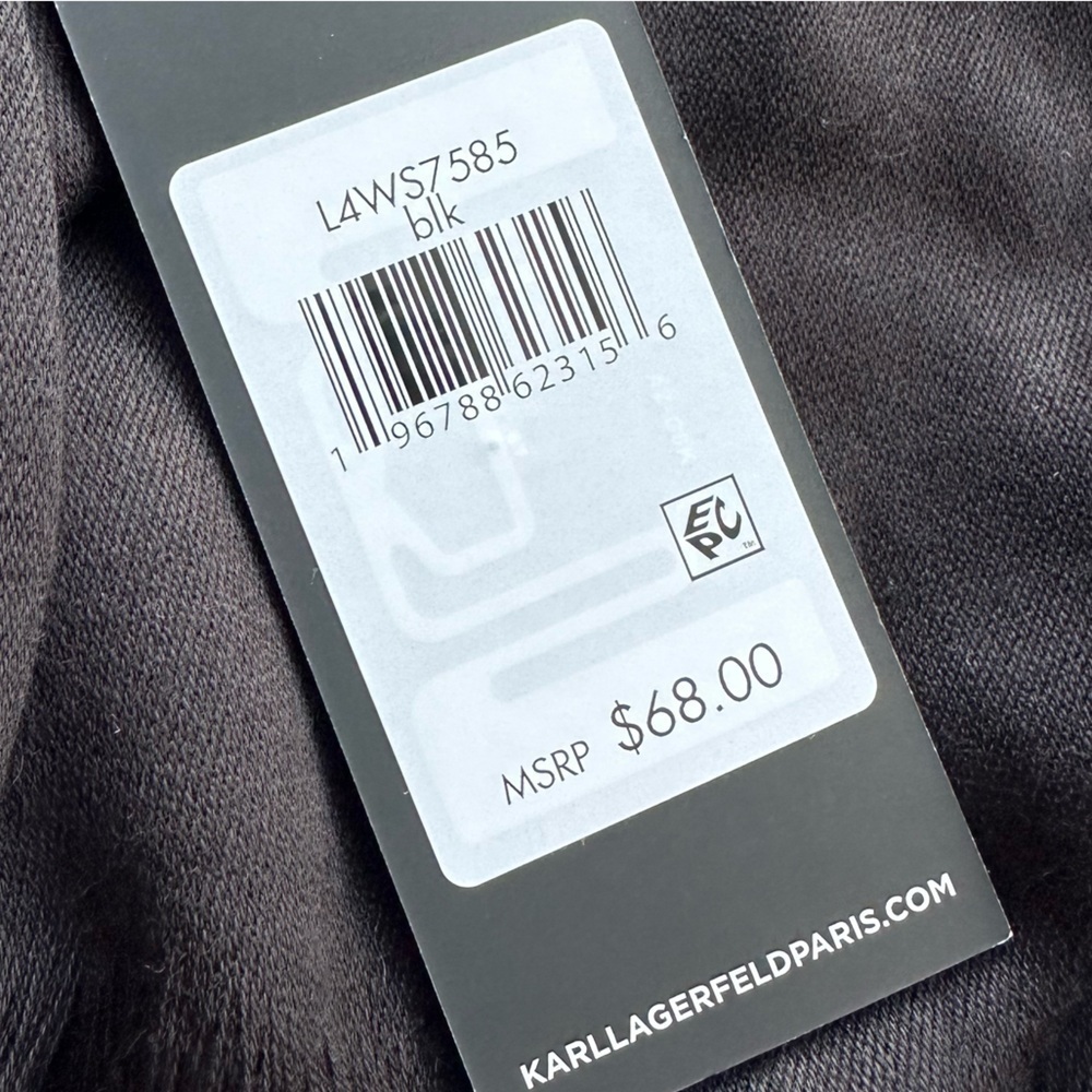 KARL LAGERFELD PARIS Women's Sparkle Eiffel Tower Black Scarf Wrap - Picture 5 of 11